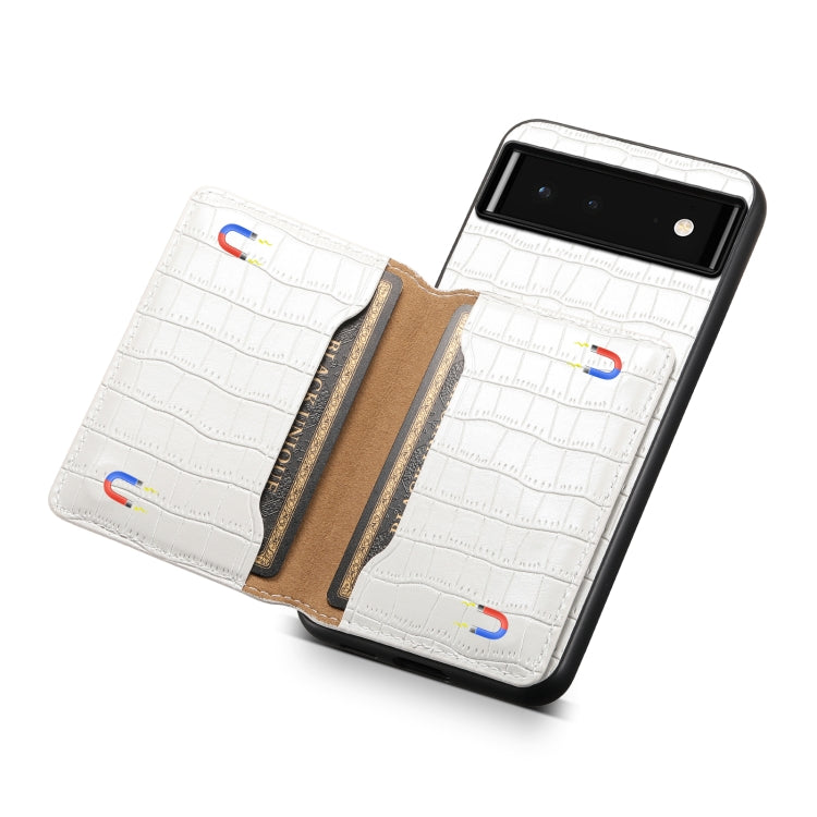 For Google Pixel 6 Crocodile Texture Card Bag Design Full Coverage Phone Case(White) - Google Cases by PMC TechLife | Online Shopping South Africa | PMC TechLife | Buy Now Pay Later Mobicred