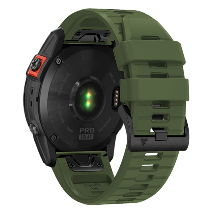 For Garmin Fenix 7 Pro 22mm Solid Color Steel Buckle Silicone Quick Release Watch Band(Army Green) - Watch Bands by PMC TechLife | Online Shopping South Africa | PMC TechLife