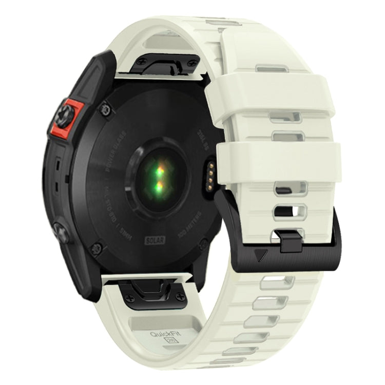 For Garmin Fenix 7 Pro 22mm Solid Color Steel Buckle Silicone Quick Release Watch Band(Creamy White) - Watch Bands by PMC TechLife | Online Shopping South Africa | PMC TechLife