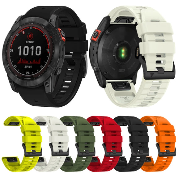 For Garmin Fenix 7 Pro 22mm Solid Color Steel Buckle Silicone Quick Release Watch Band(Army Green)