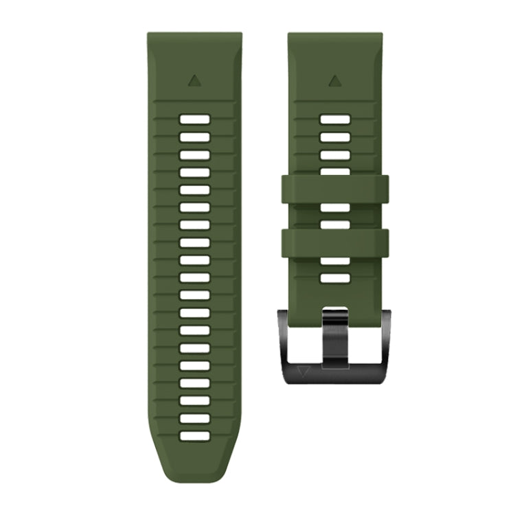 For Garmin Fenix 7X 26mm Solid Color Steel Buckle Silicone Quick Release Watch Band(Army Green) - Watch Bands by PMC TechLife | Online Shopping South Africa | PMC TechLife