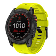 For Garmin Fenix 7X 26mm Solid Color Steel Buckle Silicone Quick Release Watch Band(Lime Green)