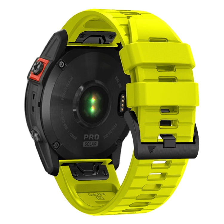 For Garmin Fenix 7X 26mm Solid Color Steel Buckle Silicone Quick Release Watch Band(Lime Green)
