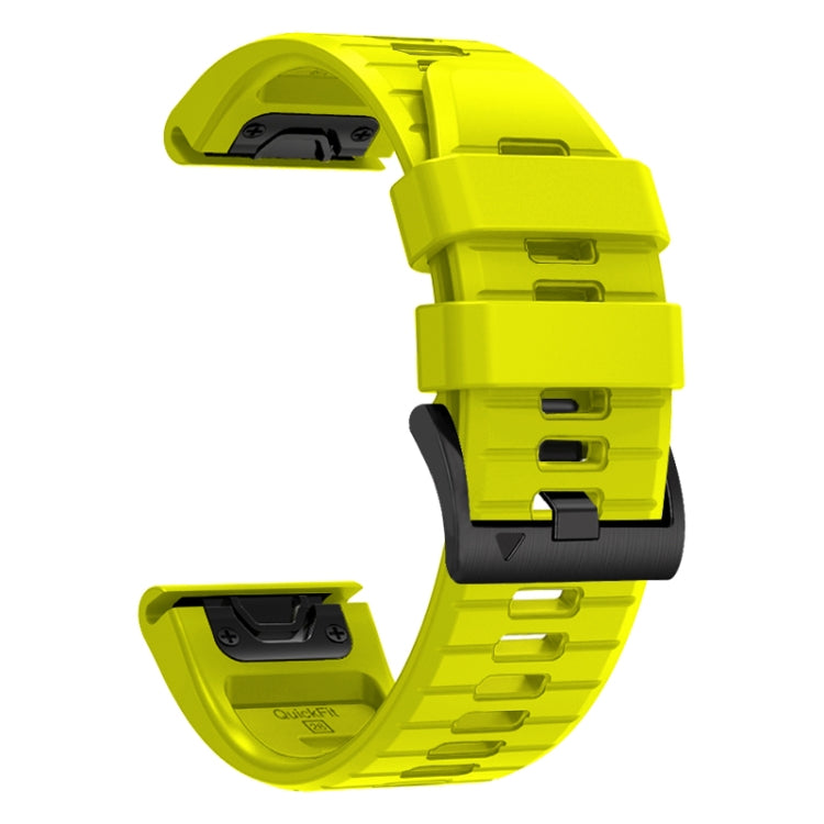 For Garmin Fenix 7X 26mm Solid Color Steel Buckle Silicone Quick Release Watch Band(Lime Green) - Watch Bands by PMC TechLife | Online Shopping South Africa | PMC TechLife