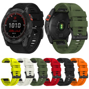 For Garmin Fenix 7X 26mm Solid Color Steel Buckle Silicone Quick Release Watch Band(Black)