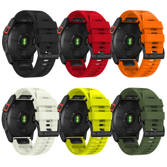 For Garmin Fenix 7X 26mm Solid Color Steel Buckle Silicone Quick Release Watch Band(Lime Green)