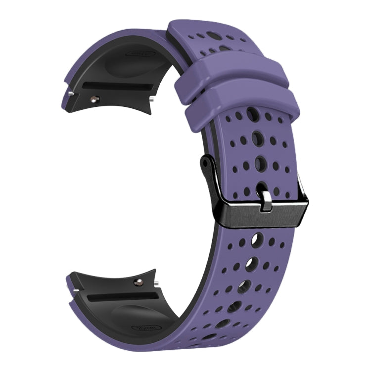For Samsung Galaxy Watch 6 Two Color Silicone Watch Band(Purple Black) - Watch Bands by PMC TechLife | Online Shopping South Africa | PMC TechLife