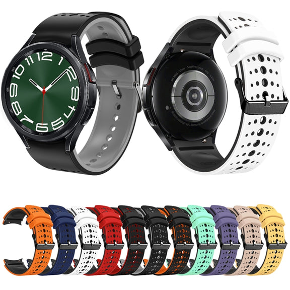 For Samsung Galaxy Watch 6 Two Color Silicone Watch Band(Green Black)
