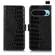 For Google Pixel 9 Crocodile Top Layer Cowhide Leather Phone Case(Black) - Google Cases by PMC TechLife | Online Shopping South Africa | PMC TechLife | Buy Now Pay Later Mobicred