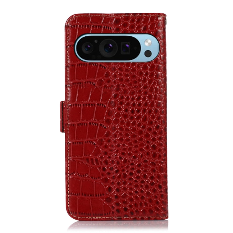 For Google Pixel 9 Crocodile Top Layer Cowhide Leather Phone Case(Red) - Google Cases by PMC TechLife | Online Shopping South Africa | PMC TechLife | Buy Now Pay Later Mobicred