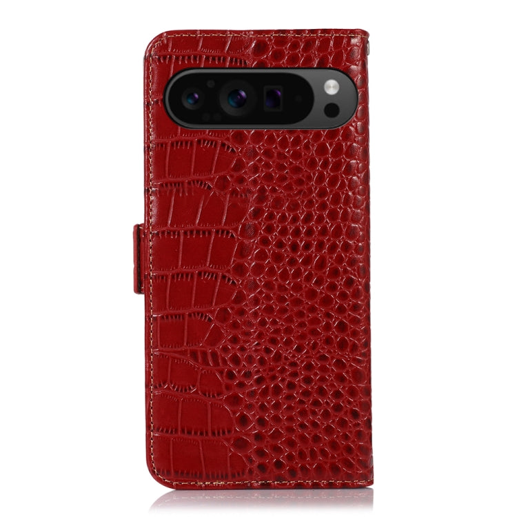 For Google Pixel 9 Pro Crocodile Top Layer Cowhide Leather Phone Case(Red) - Google Cases by PMC TechLife | Online Shopping South Africa | PMC TechLife | Buy Now Pay Later Mobicred