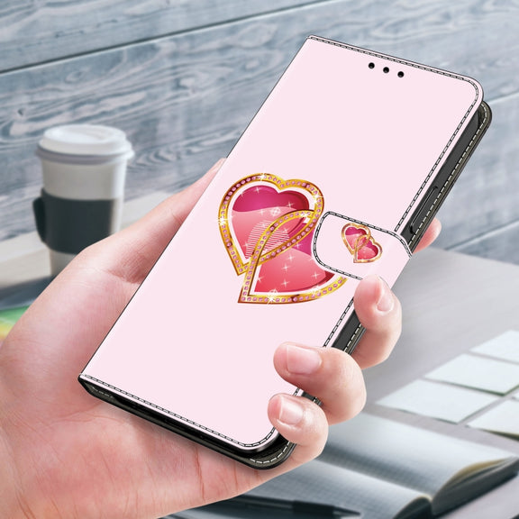 For LG K22/K22 + Crystal Painted Leather Phone case(Love Peach)