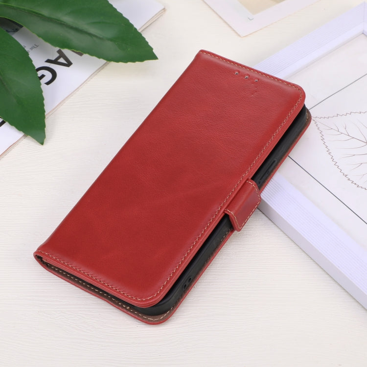 For Google Pixel 9 Crazy Horse Top Layer Cowhide Leather Phone Case(Red) - Google Cases by PMC TechLife | Online Shopping South Africa | PMC TechLife | Buy Now Pay Later Mobicred
