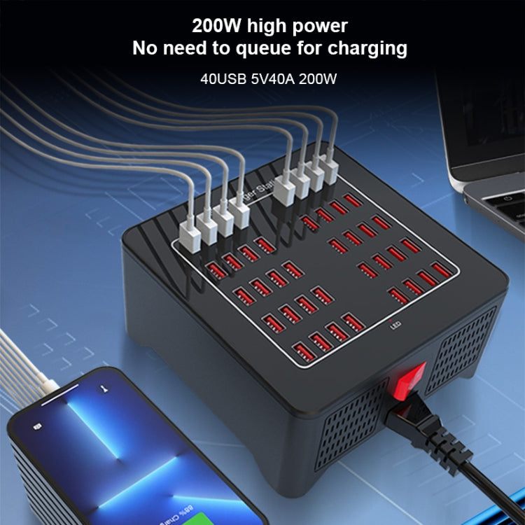 YFY-A76 200W 40 Ports USB Smart Charging Station(US Plug) - Multifunction Charger by PMC Jewellery | Online Shopping South Africa | PMC Jewellery | Buy Now Pay Later Mobicred