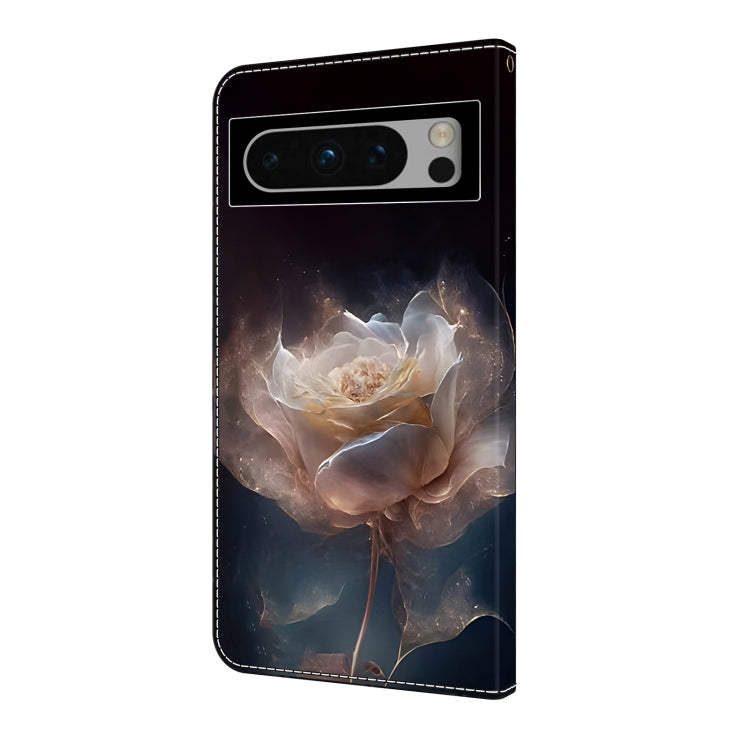 For Google Pixel 9 Crystal Painted Leather Phone case(Peony)