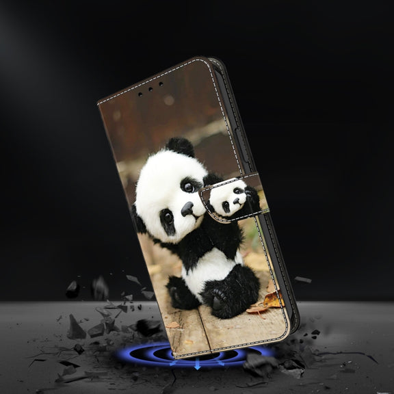 For Google Pixel 9 Crystal Painted Leather Phone case(Panda)