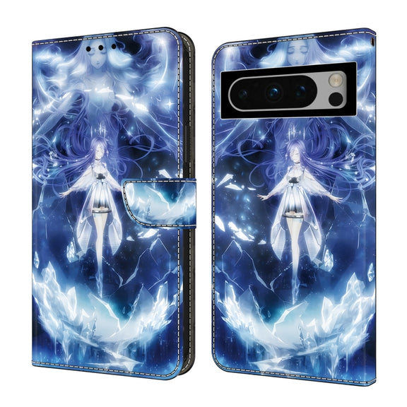 For Google Pixel 9 Pro Crystal Painted Leather Phone case(Magic Fairy)