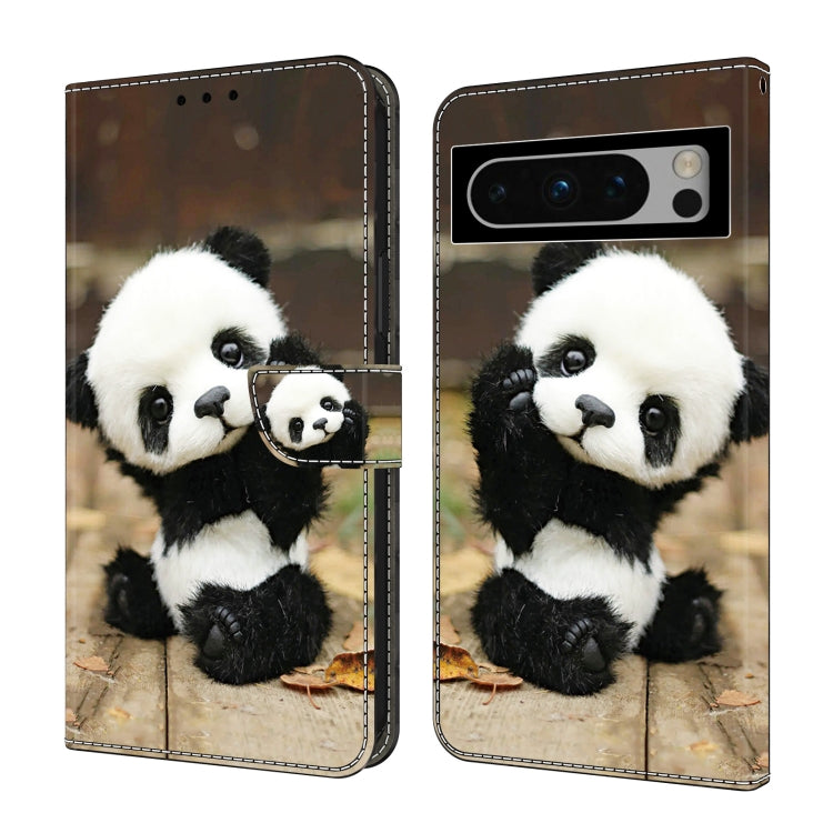 For Google Pixel 9 Pro Crystal Painted Leather Phone case(Panda) - Google Cases by PMC TechLife | Online Shopping South Africa | PMC TechLife | Buy Now Pay Later Mobicred