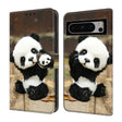 For Google Pixel 9 Pro Crystal Painted Leather Phone case(Panda) - Google Cases by PMC TechLife | Online Shopping South Africa | PMC TechLife | Buy Now Pay Later Mobicred
