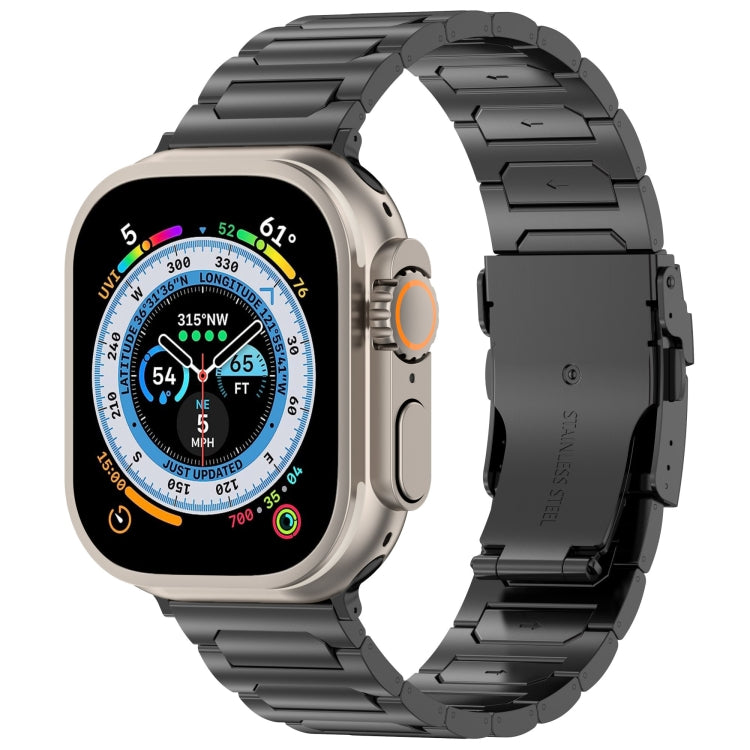 For Apple Watch Ultra 49mm I-Shaped Titanium Metal Watch Band(Black) - Watch Bands by PMC TechLife | Online Shopping South Africa | PMC TechLife
