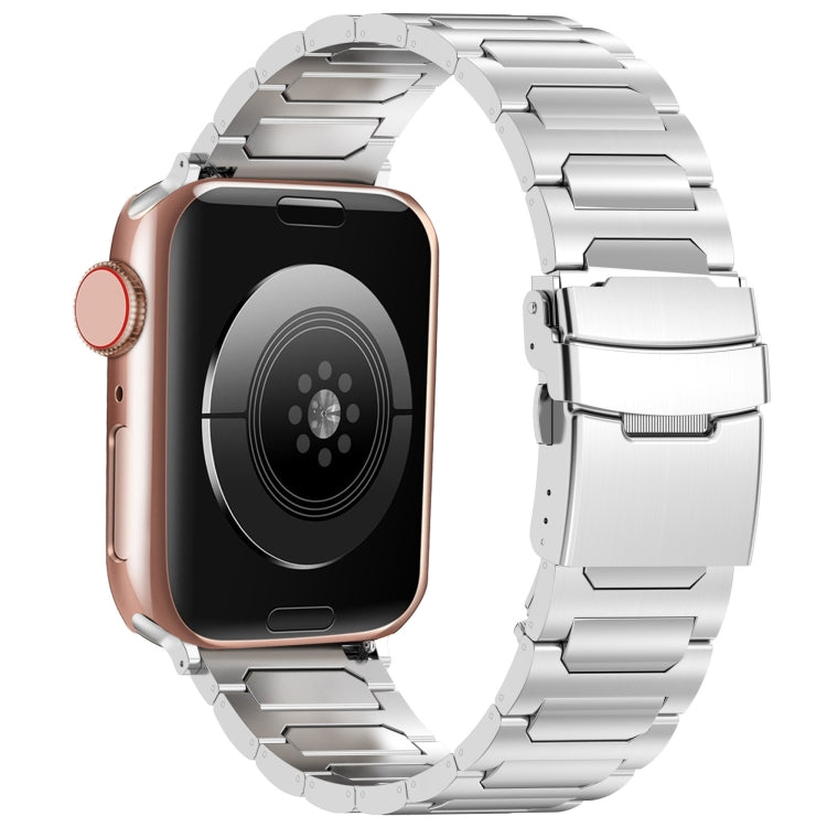 For Apple Watch Series 7 45mm I-Shaped Titanium Metal Watch Band(Mirror Silver)