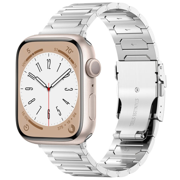 For Apple Watch Series 7 45mm I-Shaped Titanium Metal Watch Band(Silver)