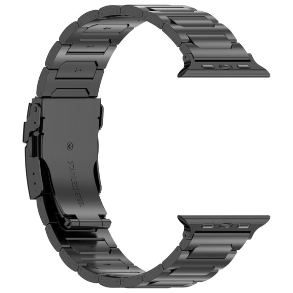 For Apple Watch Series 3 42mm I-Shaped Titanium Metal Watch Band(Black)