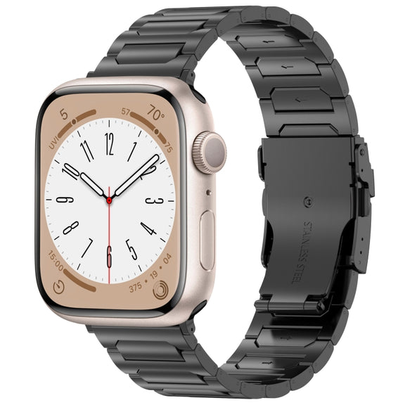 For Apple Watch Series 3 42mm I-Shaped Titanium Metal Watch Band(Black)