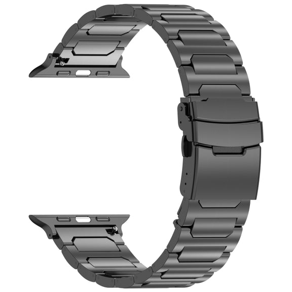 For Apple Watch Series 2 38mm I-Shaped Titanium Metal Watch Band(Black)