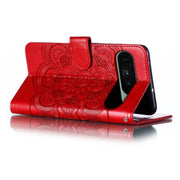 For Google Pixel 9 Sun Mandala Embossing Pattern Phone Leather Case(Red)