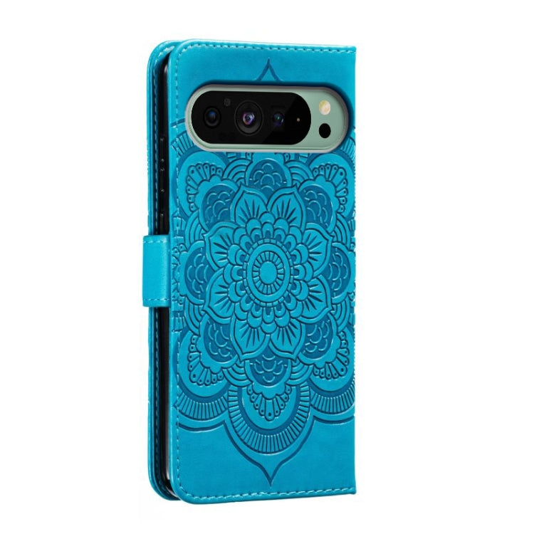 For Google Pixel 9 Sun Mandala Embossing Pattern Phone Leather Case(Blue) - Google Cases by PMC TechLife | Online Shopping South Africa | PMC TechLife | Buy Now Pay Later Mobicred