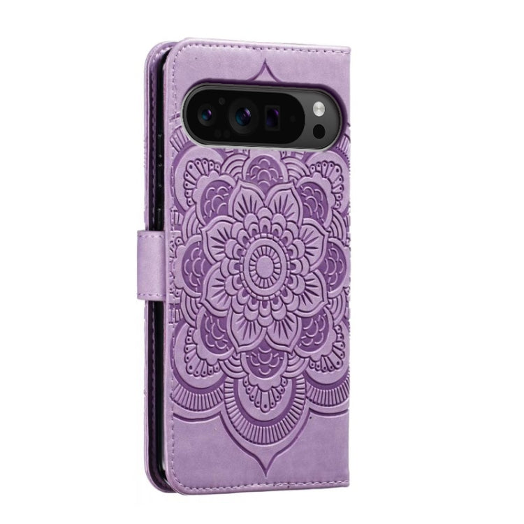 For Google Pixel 9 Pro Sun Mandala Embossing Pattern Phone Leather Case(Purple) - Google Cases by PMC TechLife | Online Shopping South Africa | PMC TechLife | Buy Now Pay Later Mobicred
