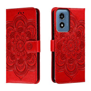 For Motorola Moto G Play 2024 Sun Mandala Embossing Pattern Phone Leather Case(Red)