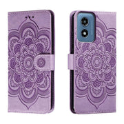 For Motorola Moto G Play 2024 Sun Mandala Embossing Pattern Phone Leather Case(Purple)