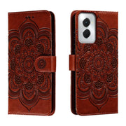 For Motorola Moto G Power 5G 2024 Sun Mandala Embossing Pattern Phone Leather Case(Brown)