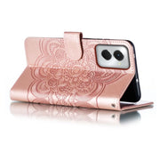For Motorola Moto G Power 5G 2024 Sun Mandala Embossing Pattern Phone Leather Case(Rose Gold)