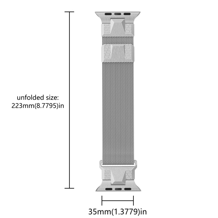 For Apple Watch SE 2023 44mm Mecha Style Milanese Metal Watch Band(Titanium Silver)