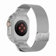 For Apple Watch Ultra 2 49mm Mecha Style Milanese Metal Watch Band(Titanium Silver)