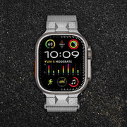 For Apple Watch Ultra 49mm Mecha Style Milanese Metal Watch Band(Titanium Silver)