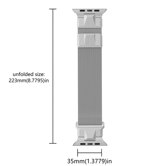 For Apple Watch Ultra 49mm Mecha Style Milanese Metal Watch Band(Titanium Silver)