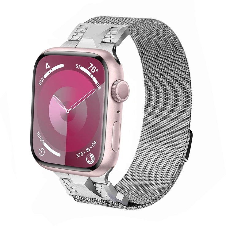 For Apple Watch Series 5 44mm Mecha Style Milanese Metal Watch Band(Titanium Silver) - Watch Bands by PMC TechLife | Online Shopping South Africa | PMC TechLife | Buy Now Pay Later Mobicred