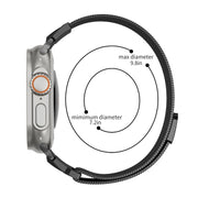 For Apple Watch 42mm Mecha Style Milanese Metal Watch Band(Titanium Silver)