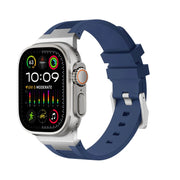 For Apple Watch Ultra 2 49mm Loners Liquid Silicone Watch Band(Silver Midnight Blue)