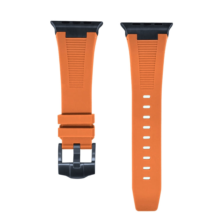 For Apple Watch Series 9 45mm Loners Liquid Silicone Watch Band(Black Orange) - Watch Bands by PMC TechLife | Online Shopping South Africa | PMC TechLife