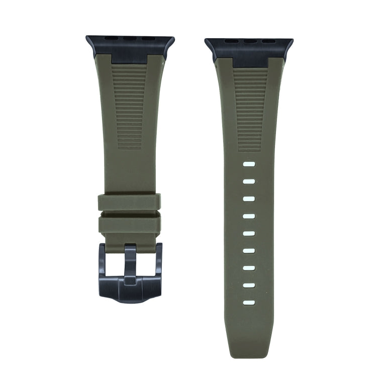 For Apple Watch Ultra 49mm Loners Liquid Silicone Watch Band(Black Green) - Watch Bands by PMC TechLife | Online Shopping South Africa | PMC TechLife