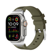 For Apple Watch Ultra 49mm Loners Liquid Silicone Watch Band(Silver Green)