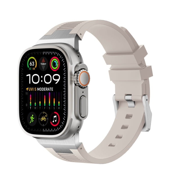 For Apple Watch Ultra 49mm Loners Liquid Silicone Watch Band(Silver Starlight) - Watch Bands by PMC TechLife | Online Shopping South Africa | PMC TechLife