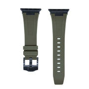 For Apple Watch Series 8 45mm Loners Liquid Silicone Watch Band(Black Green)
