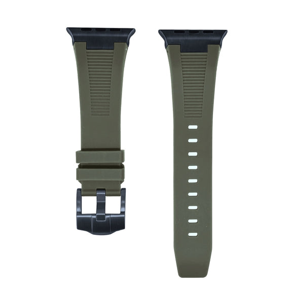 For Apple Watch Series 8 45mm Loners Liquid Silicone Watch Band(Black Green)