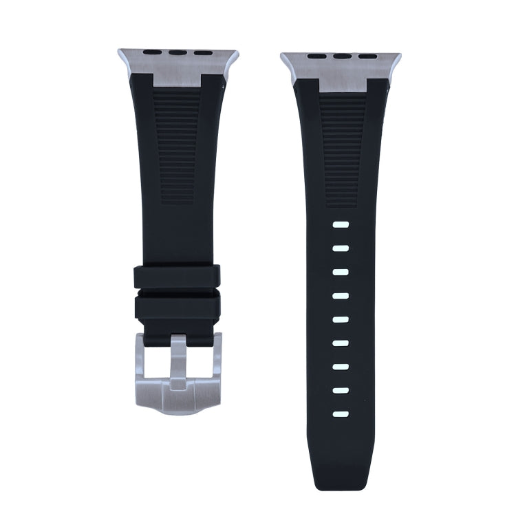 For Apple Watch Series 8 45mm Loners Liquid Silicone Watch Band(Titanium Black)